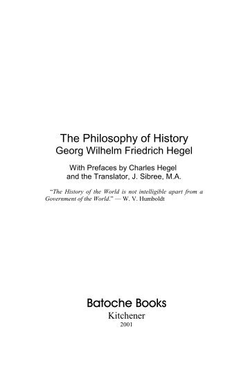 Hegel, The Philosophy of History - Faculty of Social Sciences