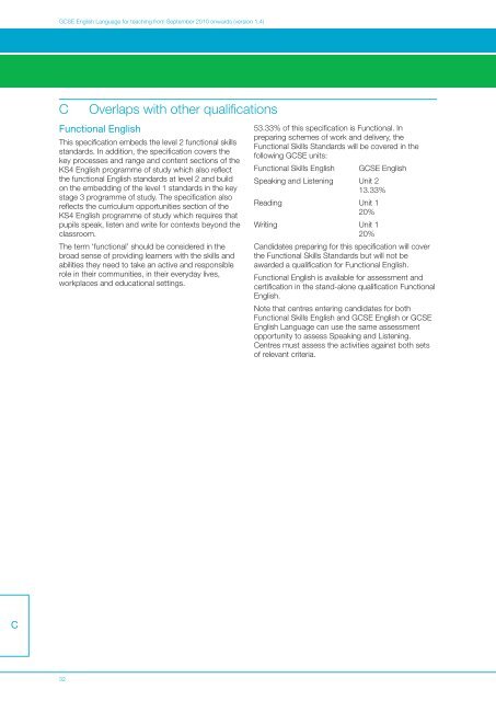 GCSE English Language Specification Specification (version 1.4)