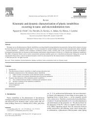 Kinematic and dynamic characterization of plastic instabilities ...