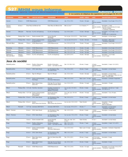 Journal MHM - automne 2005 - Ville de MontrÃ©al