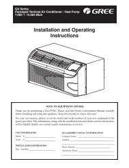 GREE PTAC Owner's Manual - Auer Steel & Heating Supply Co.