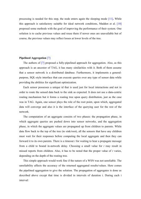 In Network Processing and Data Aggregation in