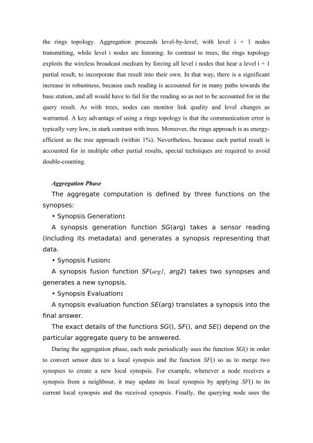 In Network Processing and Data Aggregation in