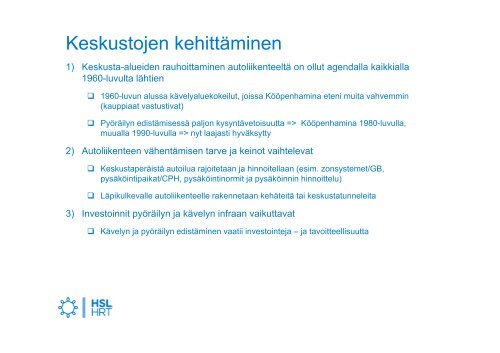 MitÃ¤ voimme oppia muilta kaupunkiseuduilta? Pohjoismaisen ... - HSL