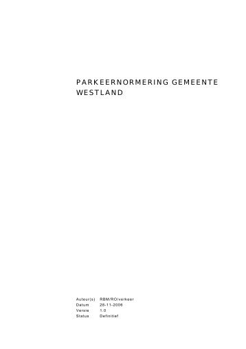 Parkeernorm - Gemeente Westland