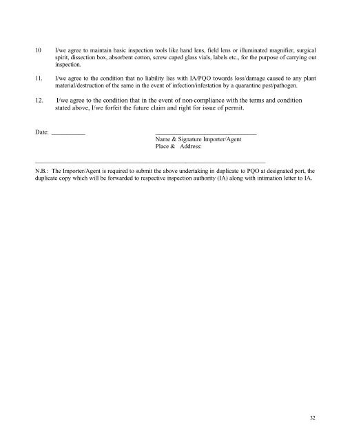 SOP for Post Entry Quarantine Inspection - Plant quarantine India