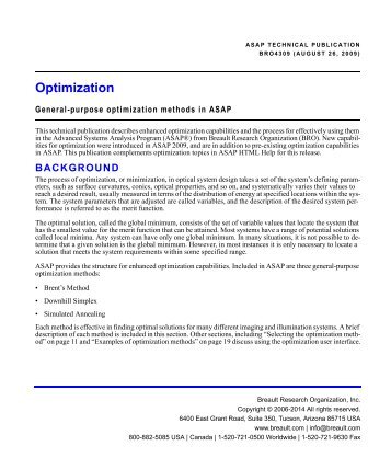 Optimization - Breault Research Organization, Inc.