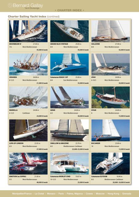 Charter Directory 2011 BGYB - Bernard Gallay Yacht Brokerage