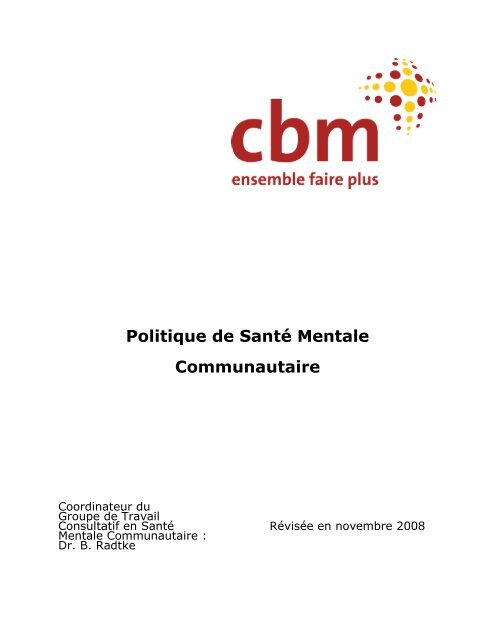 Politique de SantÃ© Mentale Communautaire - CBM