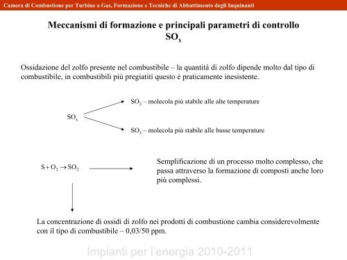 Formazione di Inquinanti Legatti alla Combustione nei ... - TPG