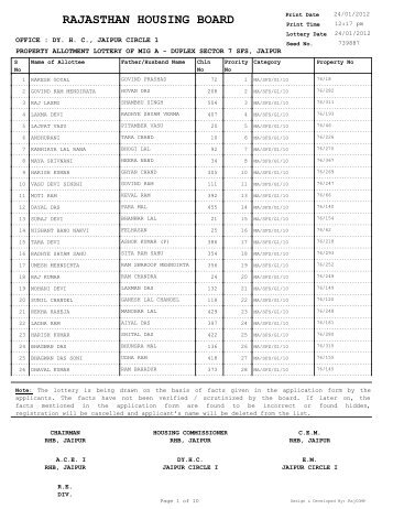 property allotement lotteryof mig-a-sec-7-duplex-2010, jaipur ...