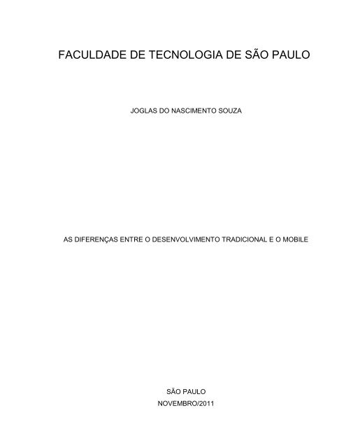 FACULDADE DE TECNOLOGIA DE SÃO PAULO - Fatec