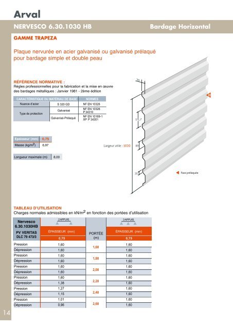 Arval bardage horizontal