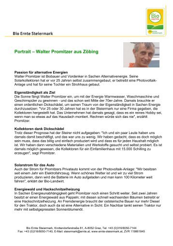 Portrait -; Walter Promitzer aus Z