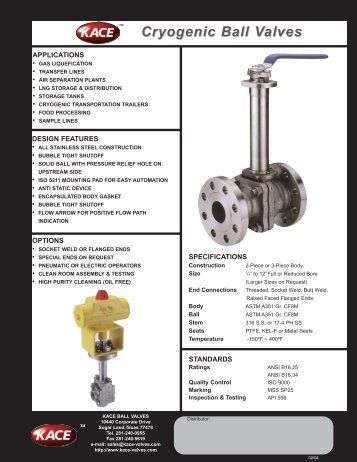 Cryogenic Ball Valves - KACE Valves