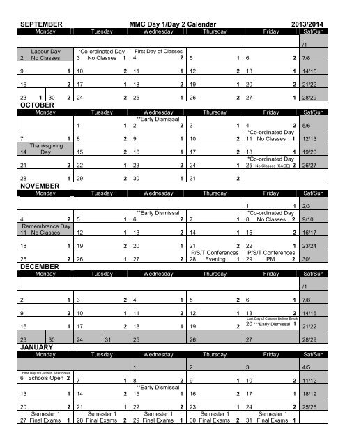 SEPTEMBER MMC Day 1/Day 2 Calendar 2013/2014 ... - Retsd.mb.ca