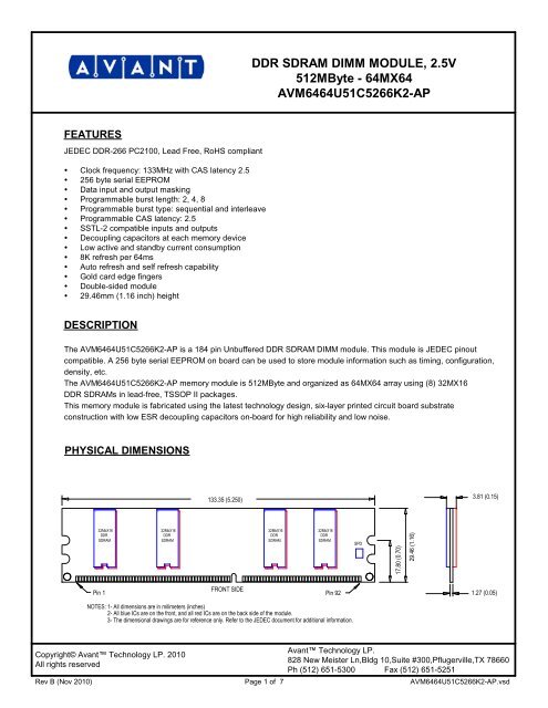 AVM6464U51C5266K2 - Avant Technology
