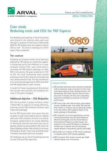Case study Reducing costs and CO2 for TNT Express - Arval