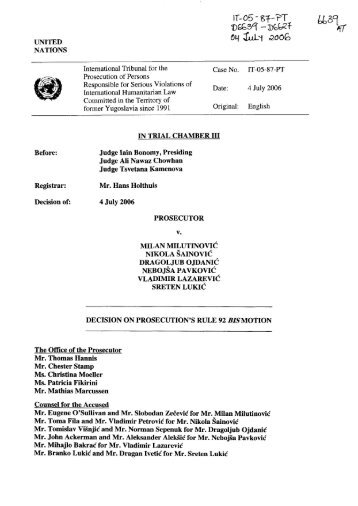 UNITED NATIONS International Tribunal for the Case No. IT ... - ICTY