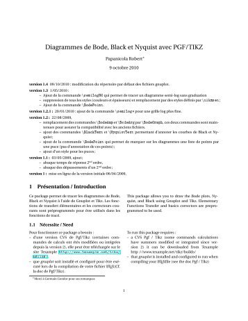 Diagrammes de Bode, Black et Nyquist avec PGF/TIKZ - FTP