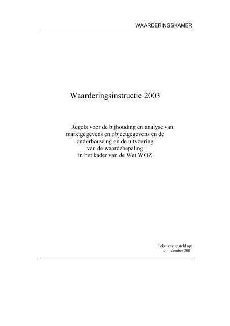 Waarderingsinstructie 2003 (pdf) - Waarderingskamer