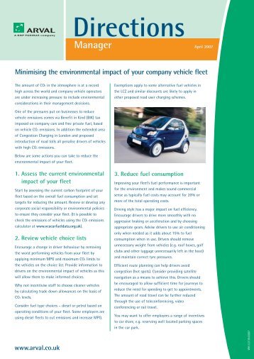 Environmental impact of your vehicles - Arval