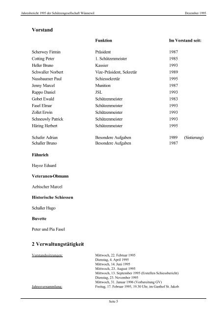 Schiessbericht 1995 - SchÃ¼tzengesellschaft WÃ¼nnewil