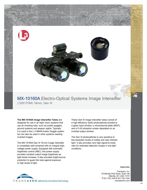 MX-10160A Electro-Optical Systems Image Intensifier - Transaero Inc.