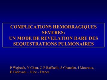 un mode de revelation rare des sequestrations pulmonaires