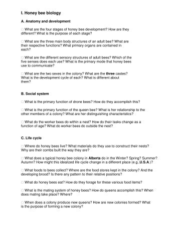 I. Honey bee biology - Delta Business Development Services Inc.
