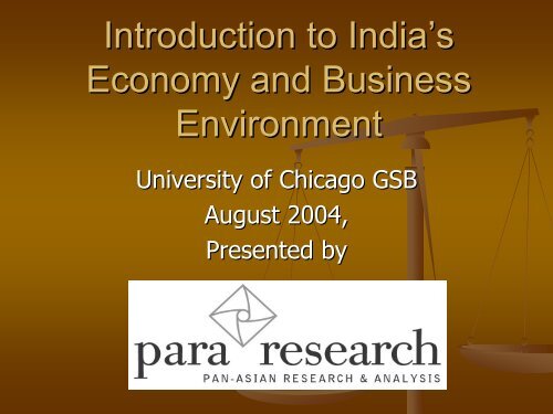 Introduction to India's Economy and Business Environment