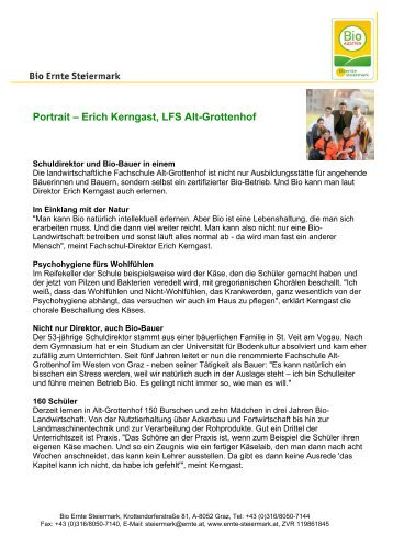 Portrait -; Erich Kerngast, LFS Alt-Grottenhof