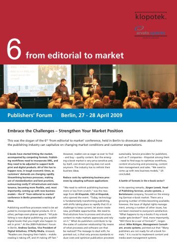 from editorial to market - Publishers' Forum 2013