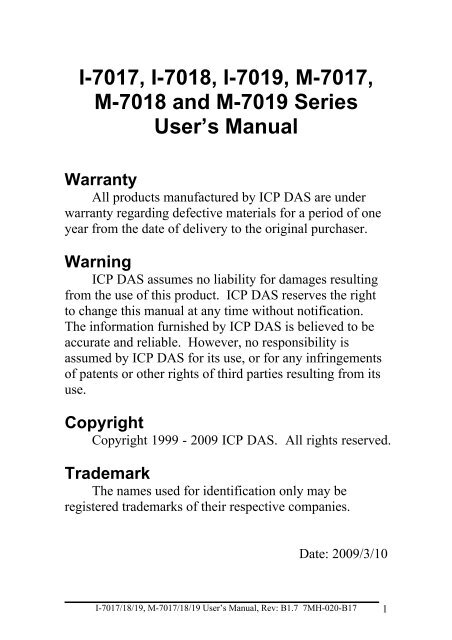 User's Manual - ICP DAS USA