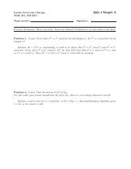 Some solutions to Quiz 4 Sample A - Loyola University Chicago