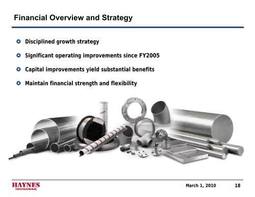 Business Update, March 1, 2010 - Haynes International, Inc.