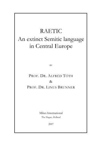 RAETIC An extinct Semitic language in Central Europe