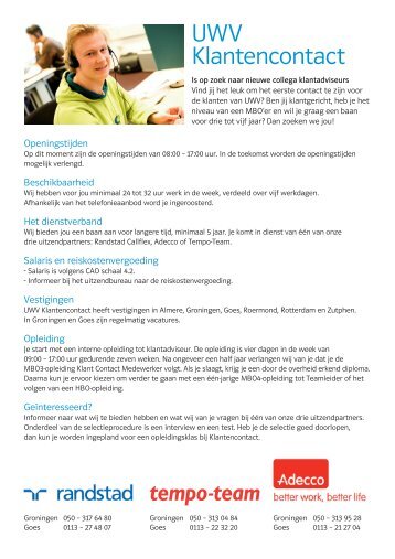 UWV Klantencontact ( PDF , 580.49 KB ) - UWV Perspectief