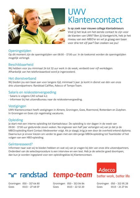 UWV Klantencontact ( PDF , 580.49 KB ) - UWV Perspectief