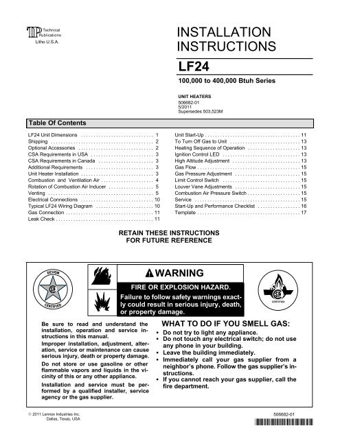 LF24 Unit Heater (100-400) Installation Instructions - Allied ...