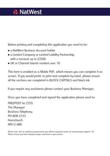 Before printing and completing this application you need ... - NatWest