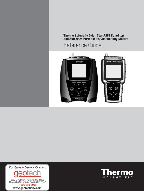 Thermo Scientific Orion Star A325 Reference Guide - Geotech ...