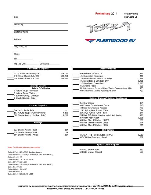 2014 Terra Pricing 3-21-13 - Giant RV