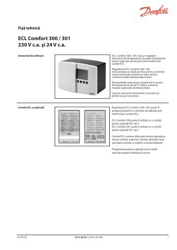 ECL Comfort 300 / 301 230 V c.a. Åi 24 V c.a. - Danfoss ÃncÄlzire ...