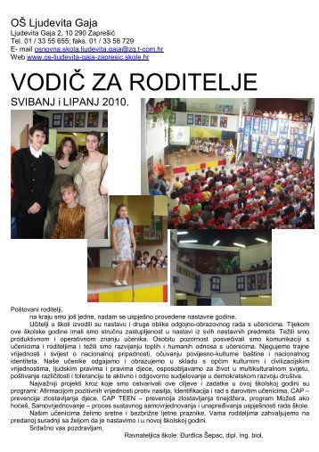 svibanj, lipanj 2010 - Osnovna Å¡kola Ljudevita Gaja ZapreÅ¡iÄ