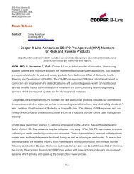 Cooper B-Line Announces OSHPD Pre ... - Cooper Industries