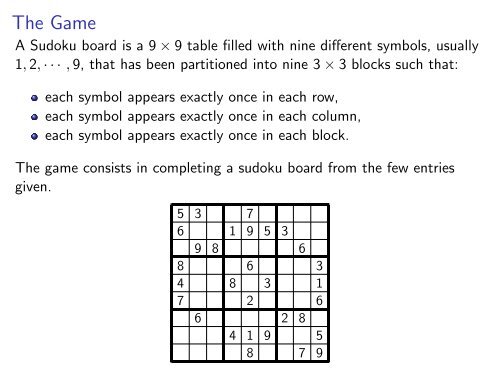 The Math of Sudoku