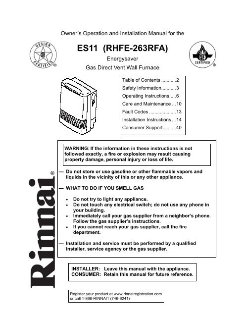 Rinnai V65e Manuals Manualslib