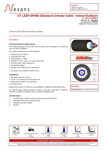 UT LSZH SP496 (Standard Unitube Cable - Indoor/Outdoor) - Nexans