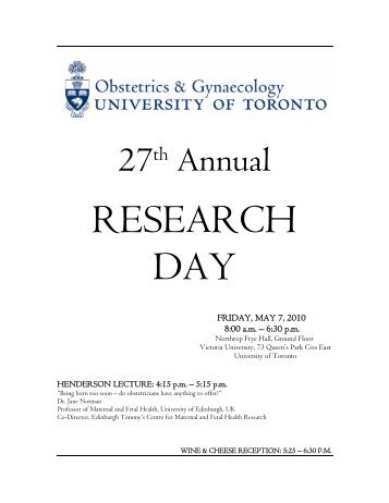 Research Day Abstract Booklet - University of Toronto Department of ...